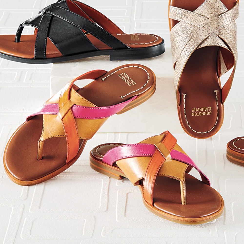 NIB Johnston & Murphy Leather Sandals size 10 - Picture 1 of 7
